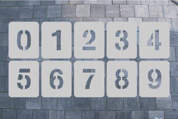 ZAHLENSCHABLONEN SATZ 0-9, ALUMINIUM 0,5 MM SCHRIFTART MG-STANDARD 1 Zahlenschablone Aluminium