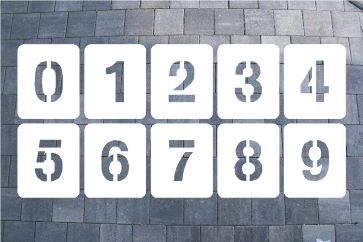 ZAHLENSCHABLONE SATZ 0-9, KUNSTSTOFF 0,8 MM SCHRIFTART MG-STANDARD 1 Zahlenschablone aus Kunststoff