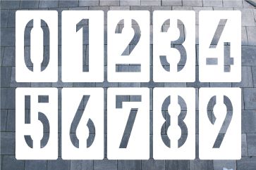 ZAHLENSCHABLONEN, SATZ 0-9, KUNSTSTOFF 0,8 MM SCHRIFTART DIN 1451 Zahlenschablone DIN 1451 aus Kunststoff