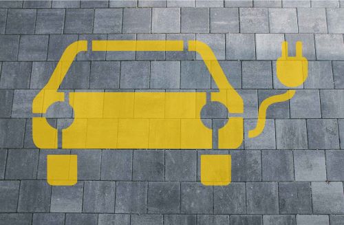 BODEN LOGOSCHABLONE - E-AUTO LADESTATION Bodenschablone Sprühen Ladestation