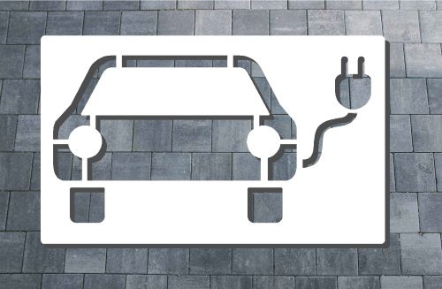 E-Auto Schablone zur Parkplatzmarkierung Elektroauto Bodenmarkierung