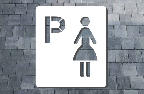 Frauenparkplatz Bodenmarkierungsschablone