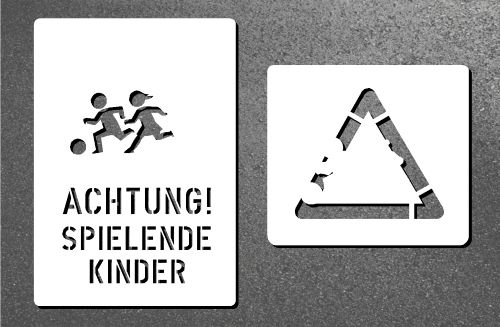 Achtung spielende Kinder Bodenmarkierung mit Schablone