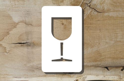 Verpackungssymbol - ZERBRECHLICH Achtung Glas Schablone