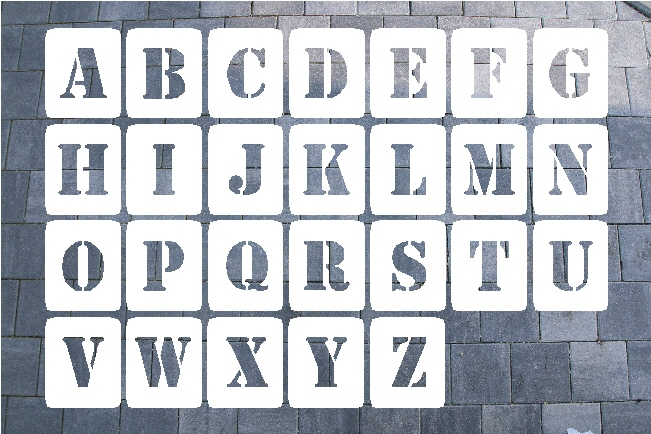 BUCHSTABENSCHABLONEN SATZ A-Z, KUNSTSTOFF 0,8 MM SCHRIFTART Military 1 Kunststoff Buchstabenschablonen